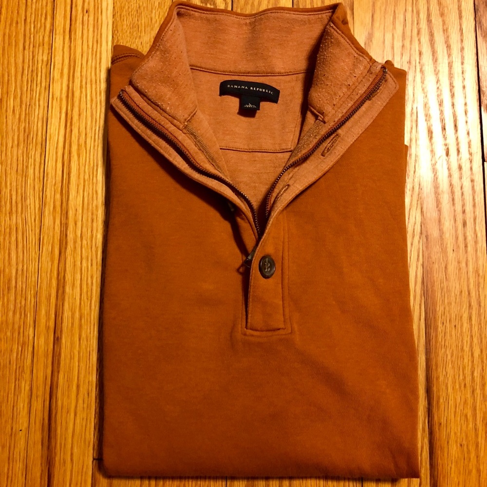 Banana Republic Rust Orange 1/4 Zip Up, Size Large